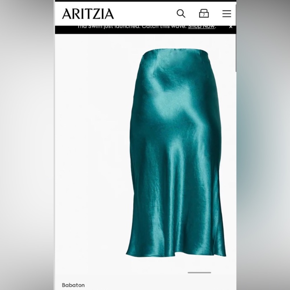 aritzia babaton slip midi skirt in teal